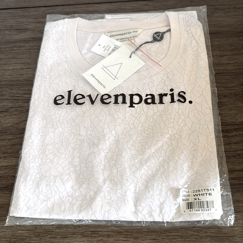 NWT [Eleven Paris] Crackle White Graphic Short-Sleeved T-Shirt Men’s Sz X-Large - Picture 7 of 9